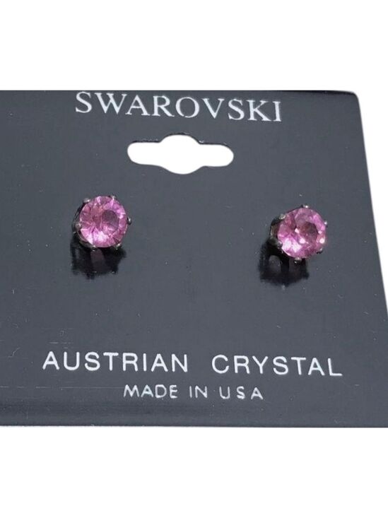 Swarovski Jewelry - Swarovski Pink Crystal Stud Earrings Brand New on Card 2194